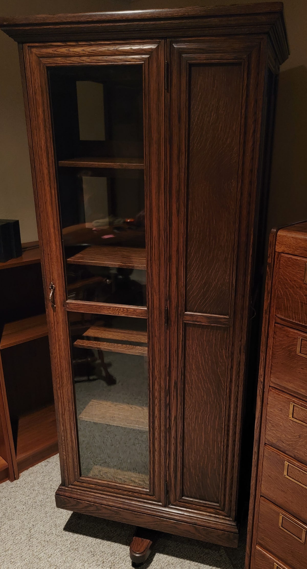 Solid Oak Fully Enclosed Revolving Bookcase - 8