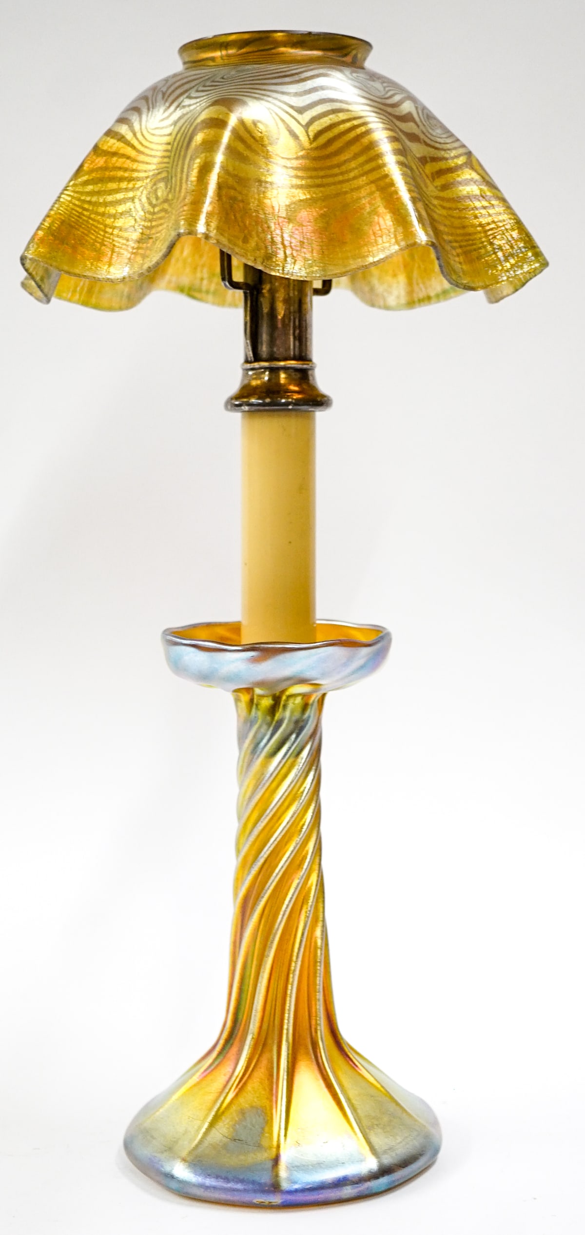 Louis Comfort Tiffany Art Glass Candle Lamp. (1 of 7)