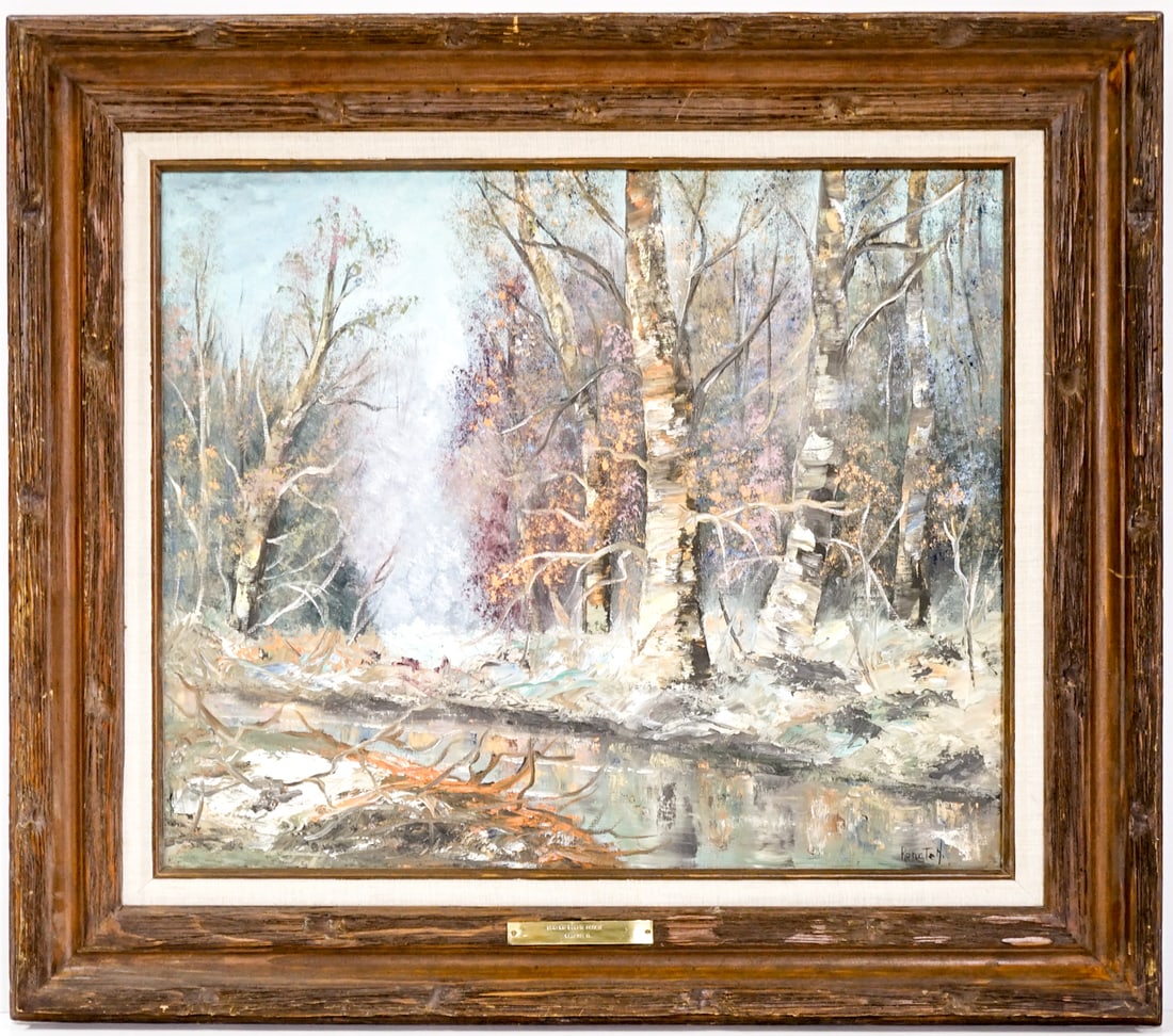 Renate Herrmann Signed Oil on Canvas: Measures 20 x 24 inches image size and 28.25 x 32.25 x 2 inches framed. Excellent condition, no inpainting. This item requires buyer pick up or the use of an outside shipper. The absence of a conditio