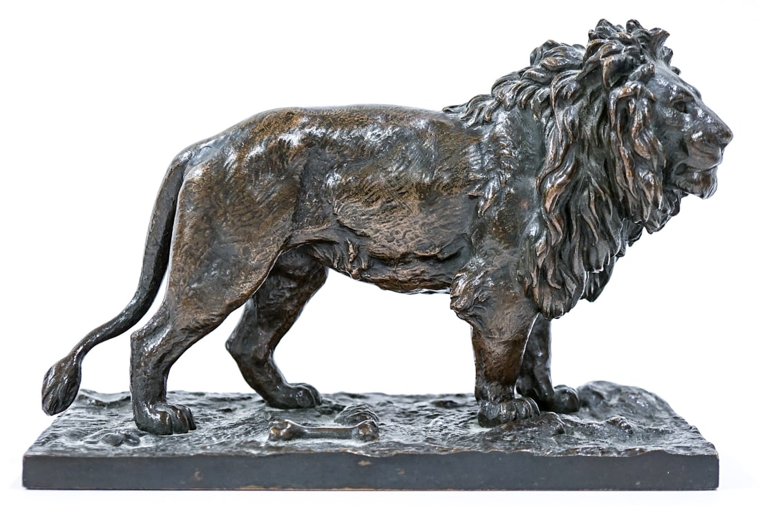 Barye Signed Bronze Lion with Foundry Mark (1 of 5)