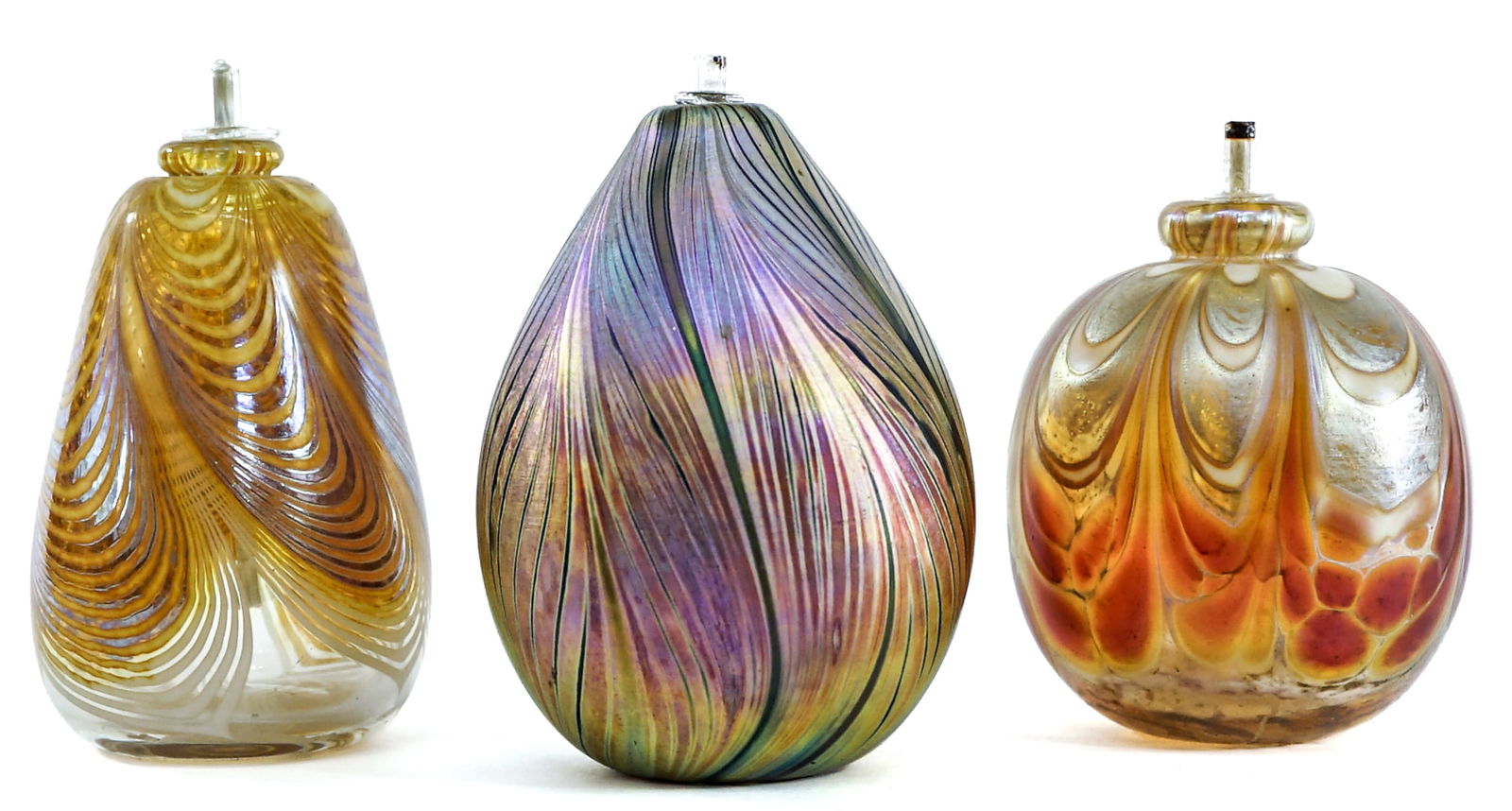 Maytum Studios (3) Art Glass Oil Lamps (1 of 5)