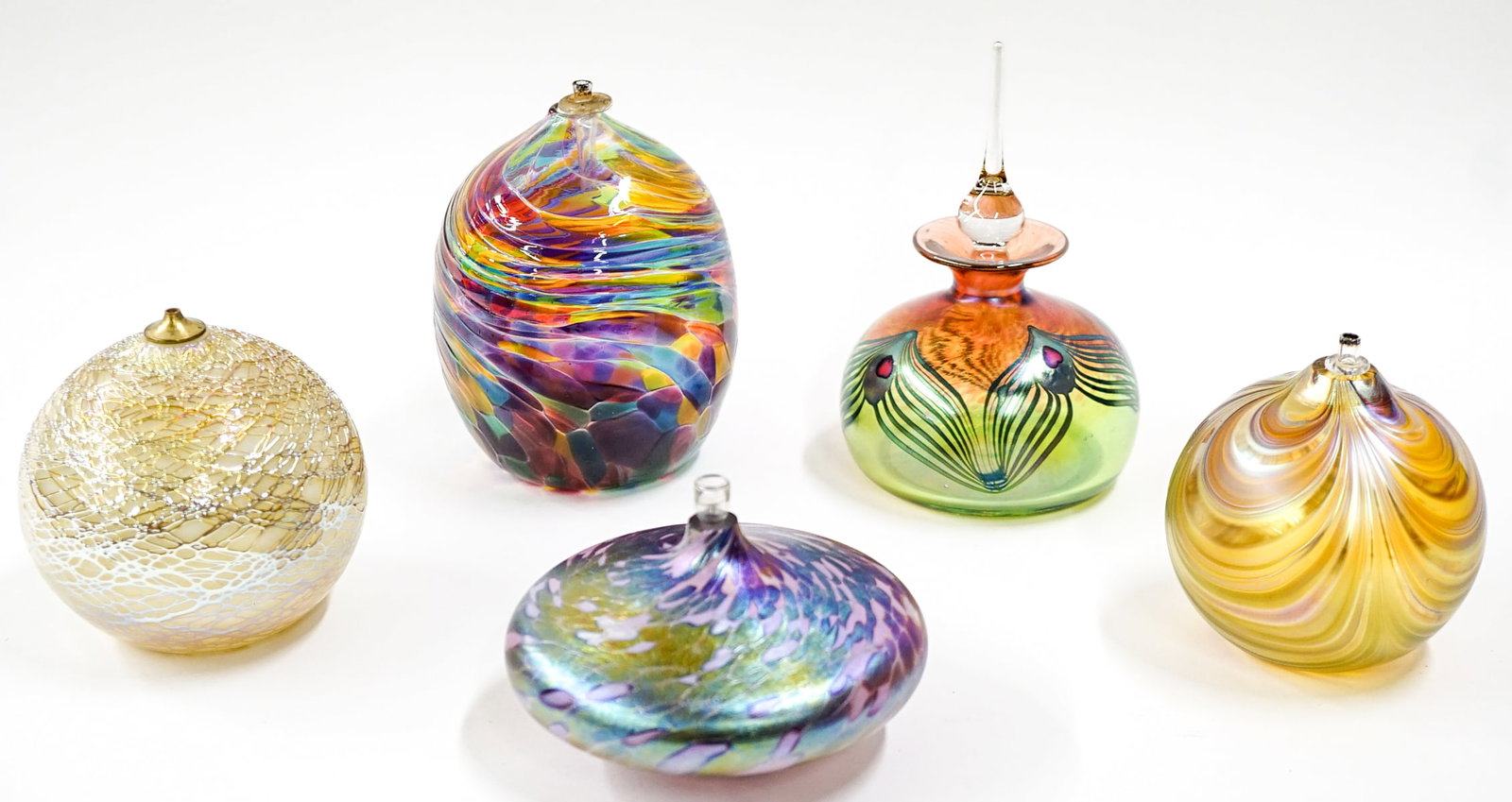 An Art Glass Pulled Feather Perfume Bottle ++ (1 of 6)