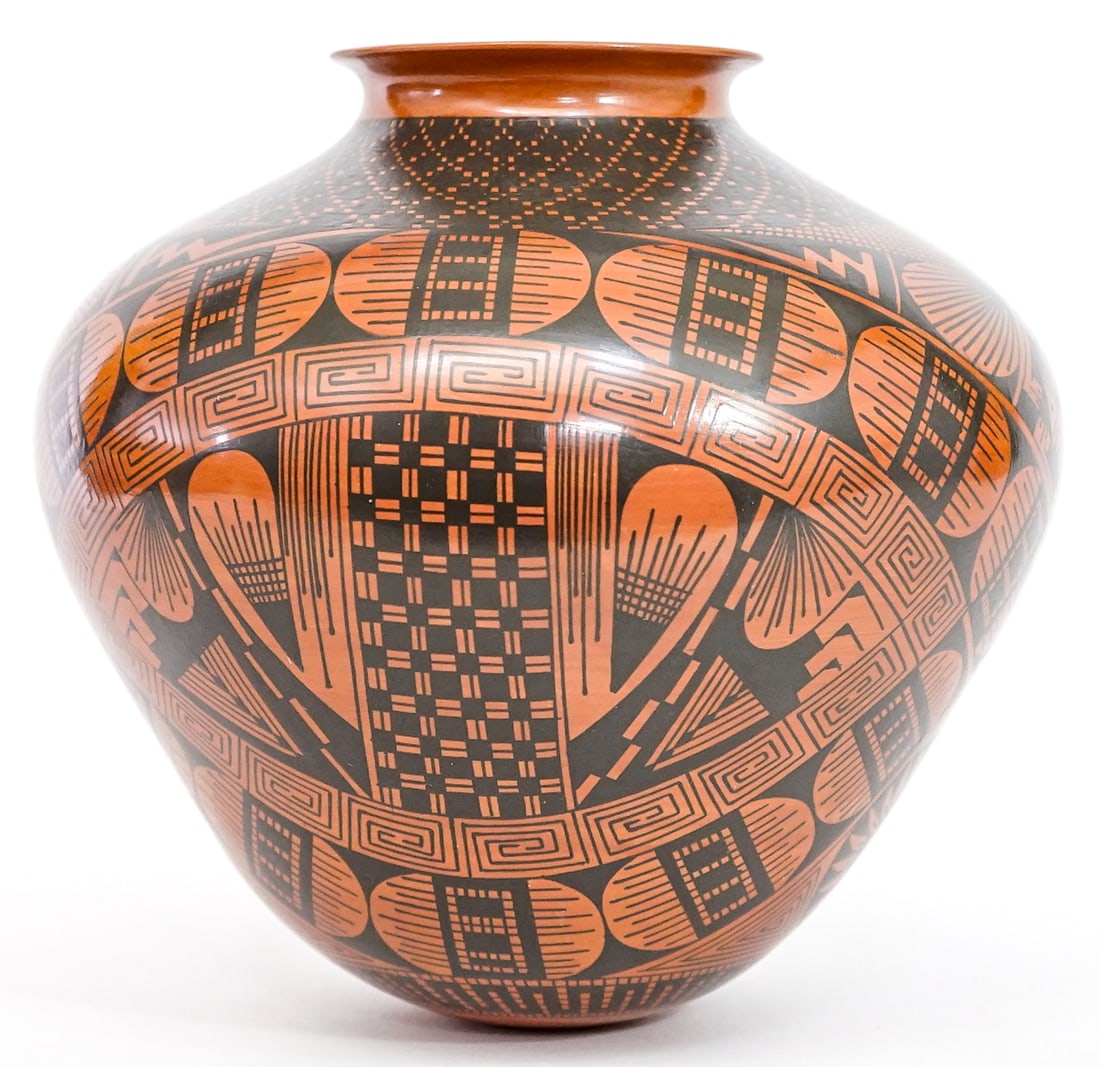 Trini Silveira SIGNED 8IN Pottery Olla Red/Black (1 of 5)