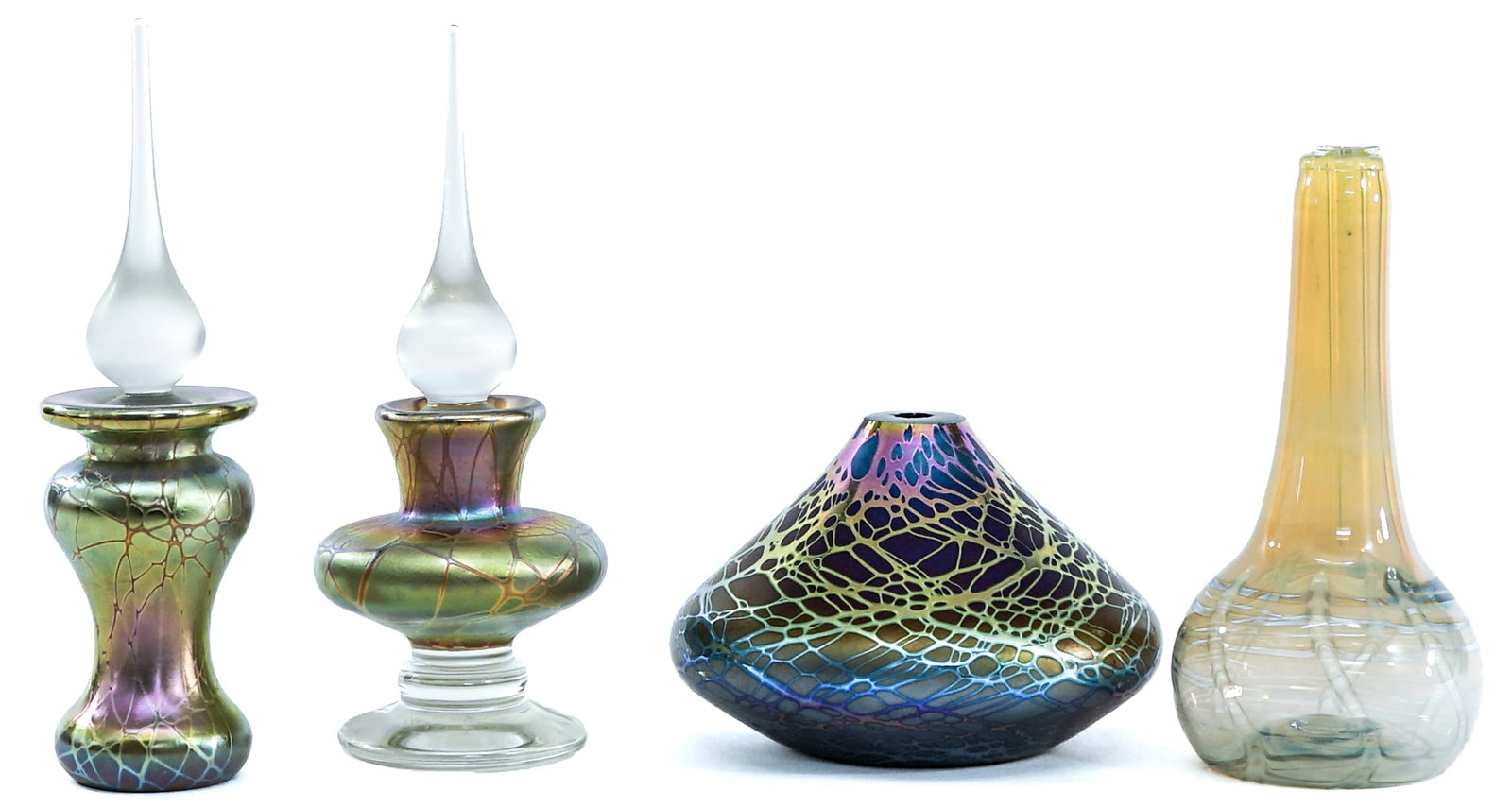 Stuart Abelman (4) SIGNED Art Glass Oil Lamps (1 of 5)
