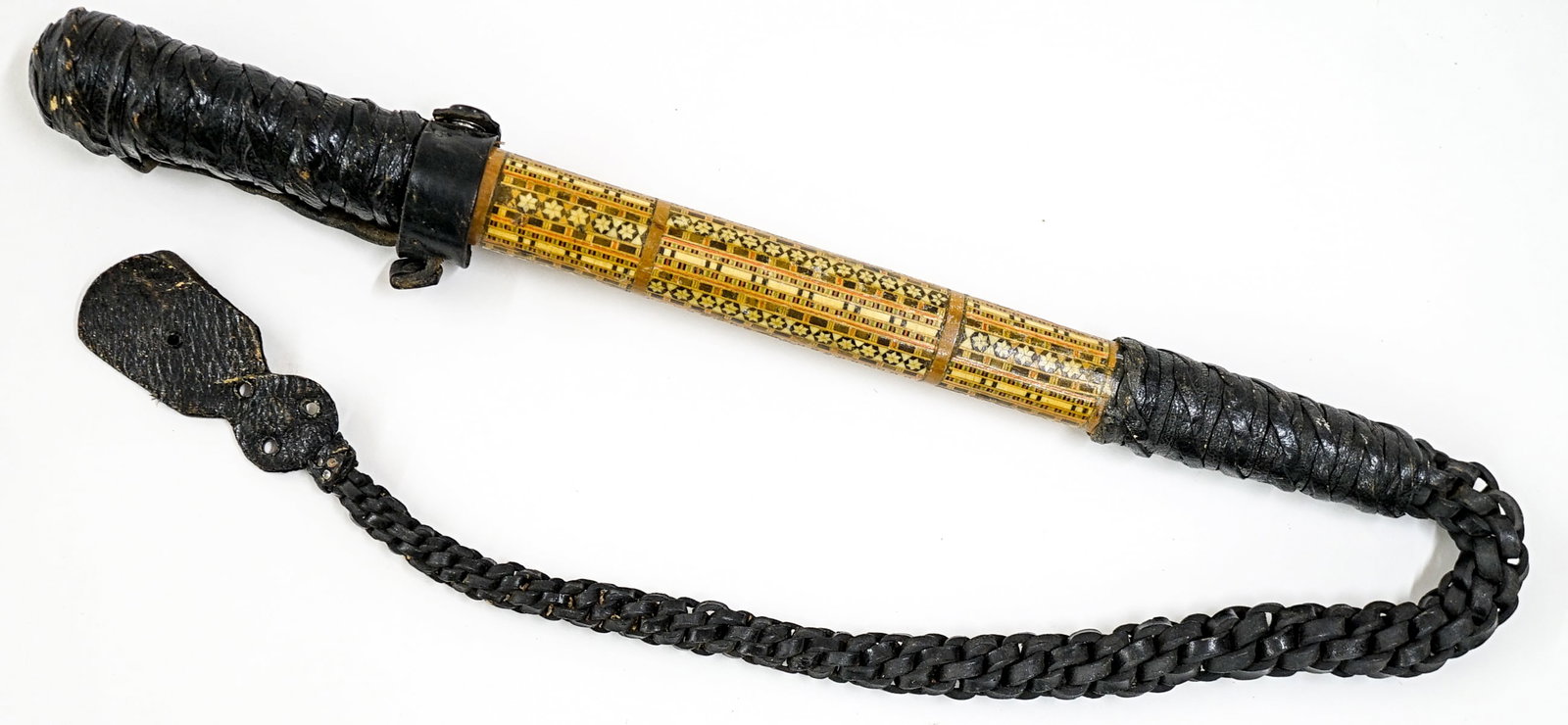 Marquetry Inlaid Middle Eastern Camel Whip (1 of 4)