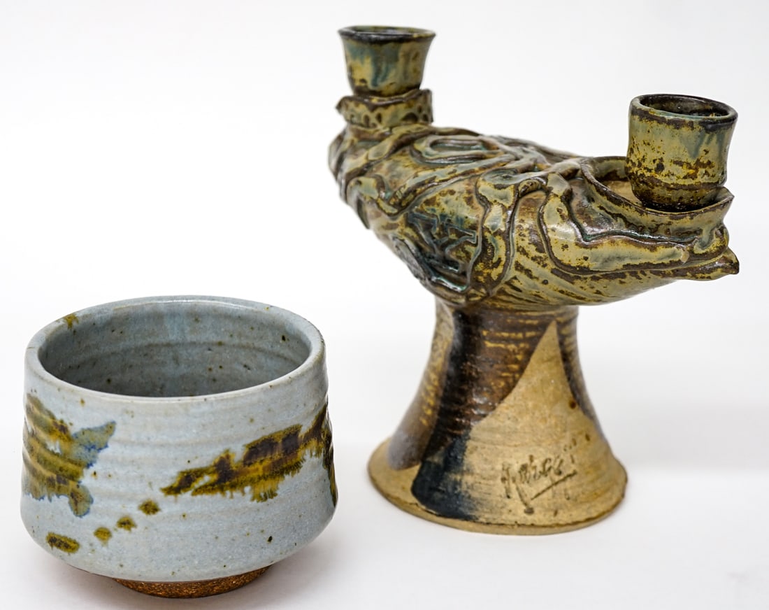 Robert Sperry Cup + Illegibly Signed Candleholder (1 of 4)