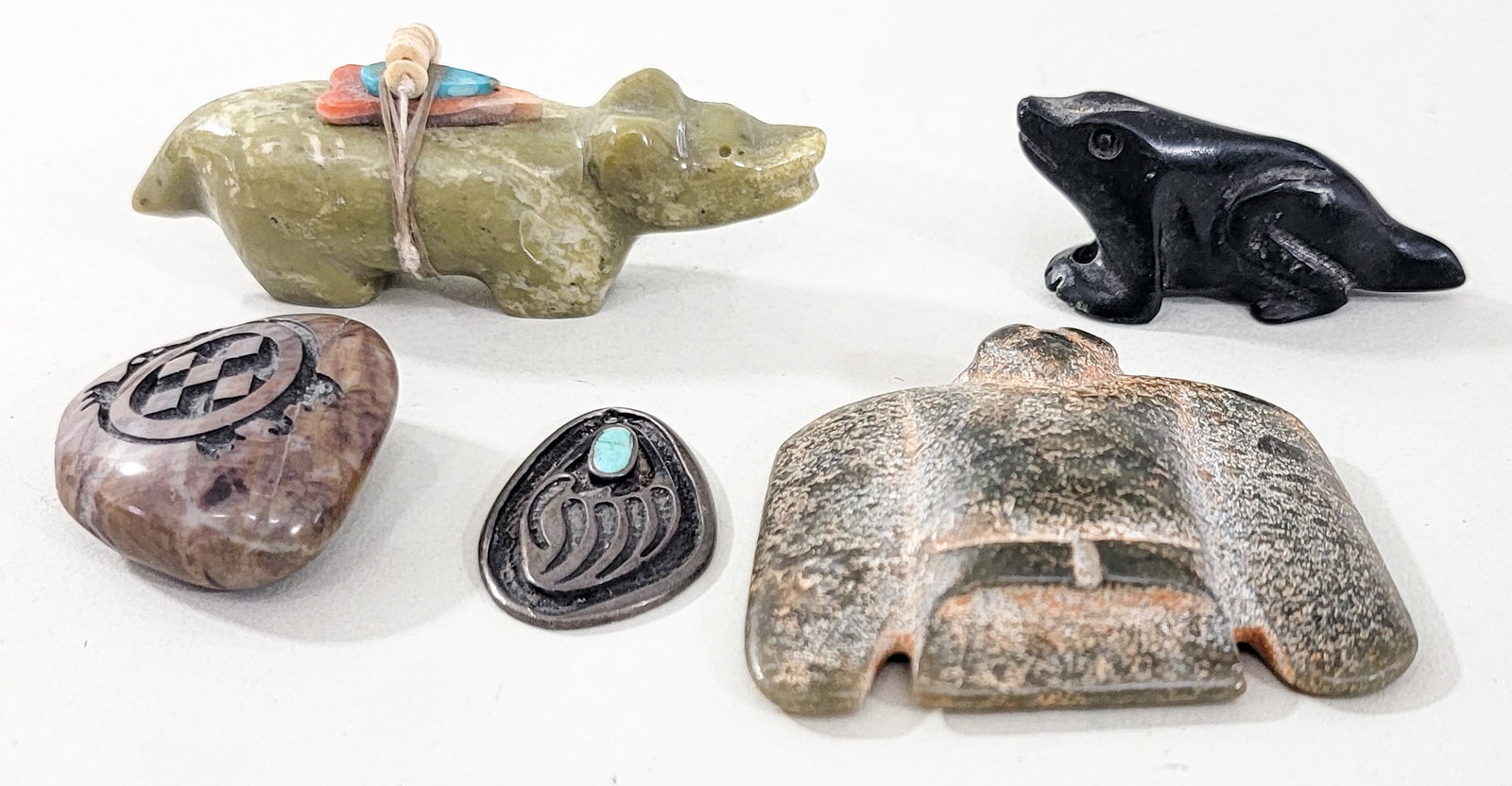 Carved Stone (5) Figures / Pendants (1 of 3)