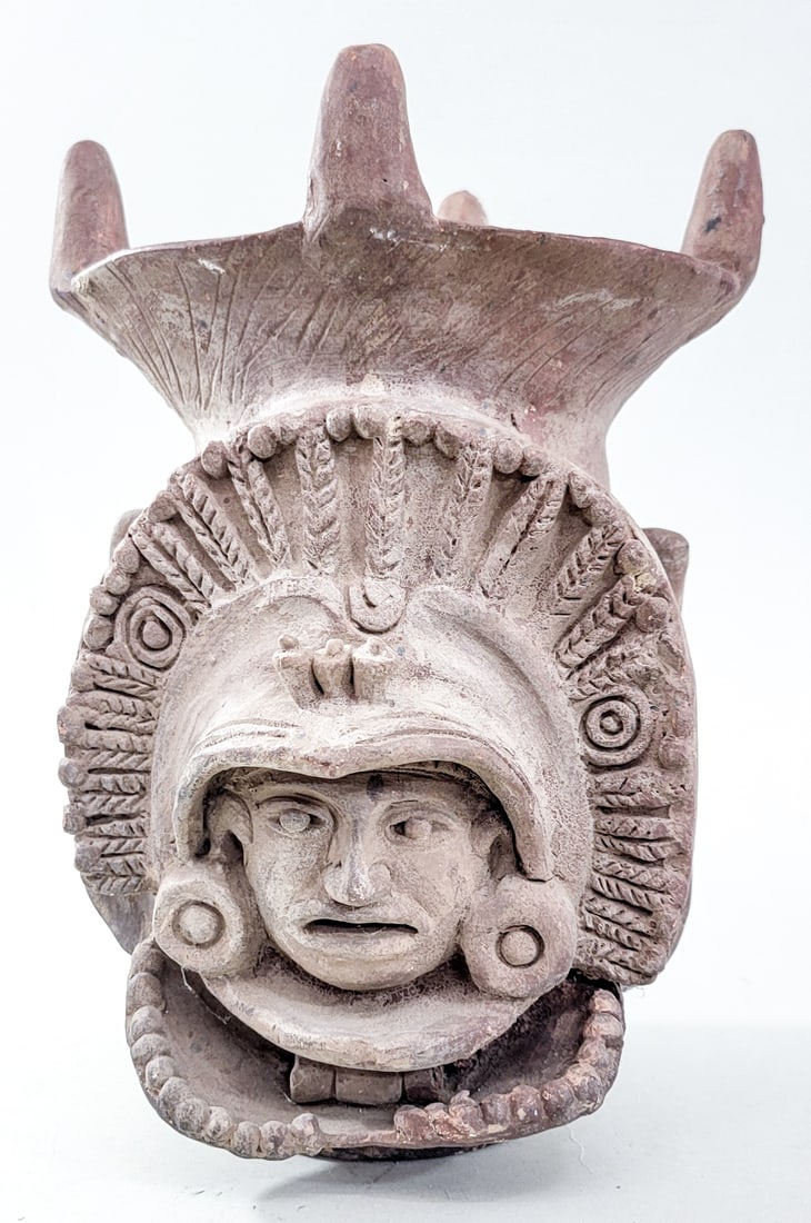 Pottery 12IN Vase [Age and Origin Unknown]: Measures 12 in. x 9 in. x 9 in. With wear, chip at rim. Measures 12 x 12 x 2 in. for shipping purposes only. The absence of a condition report does not imply that the lot is in perfect condition or