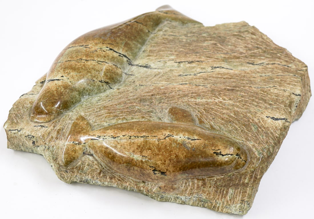 Large Soapstone or Serpentine Carving with Whales (1 of 6)