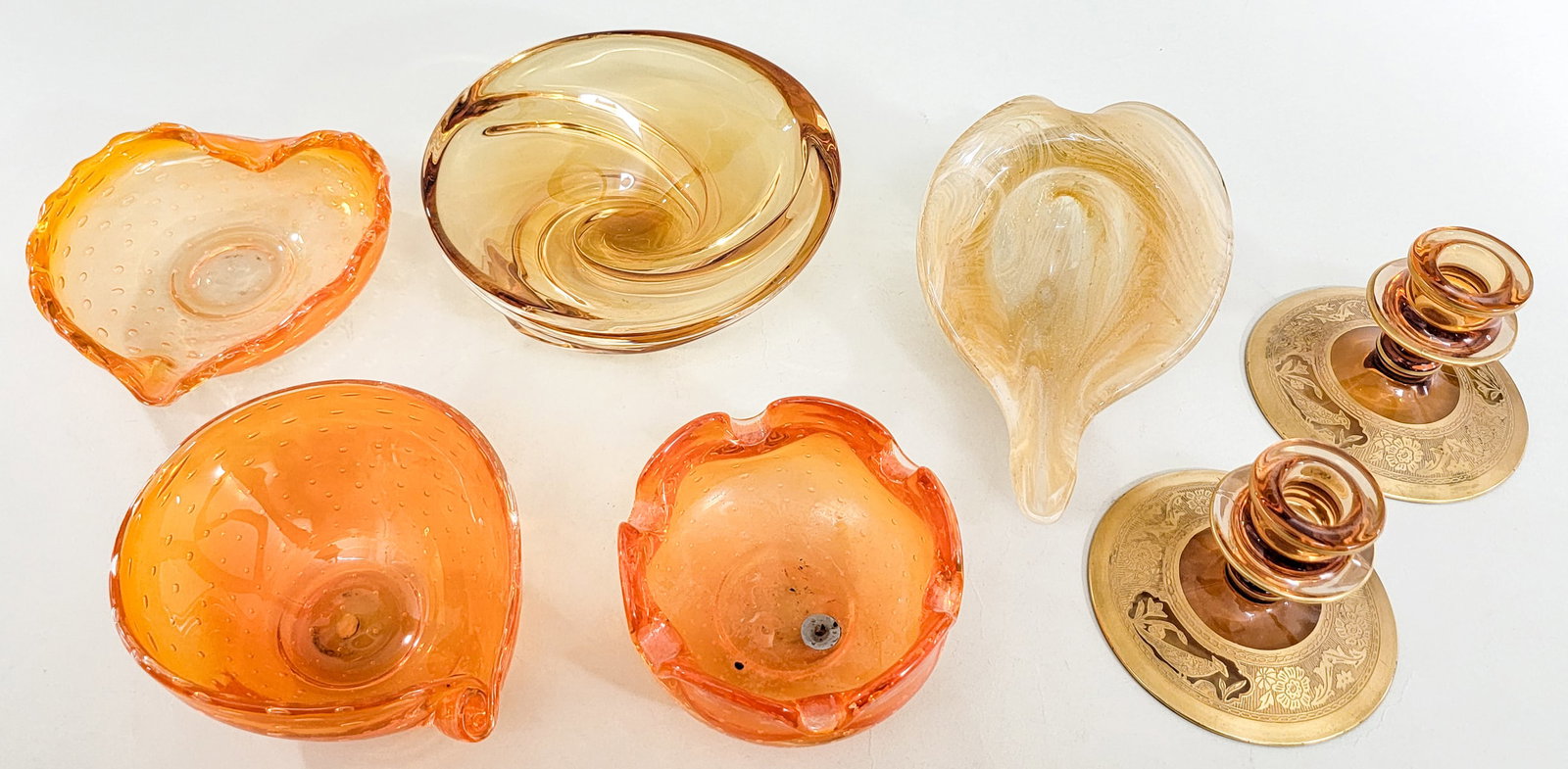 Murano (7) Glass Pieces [Amber / Orange] (1 of 3)
