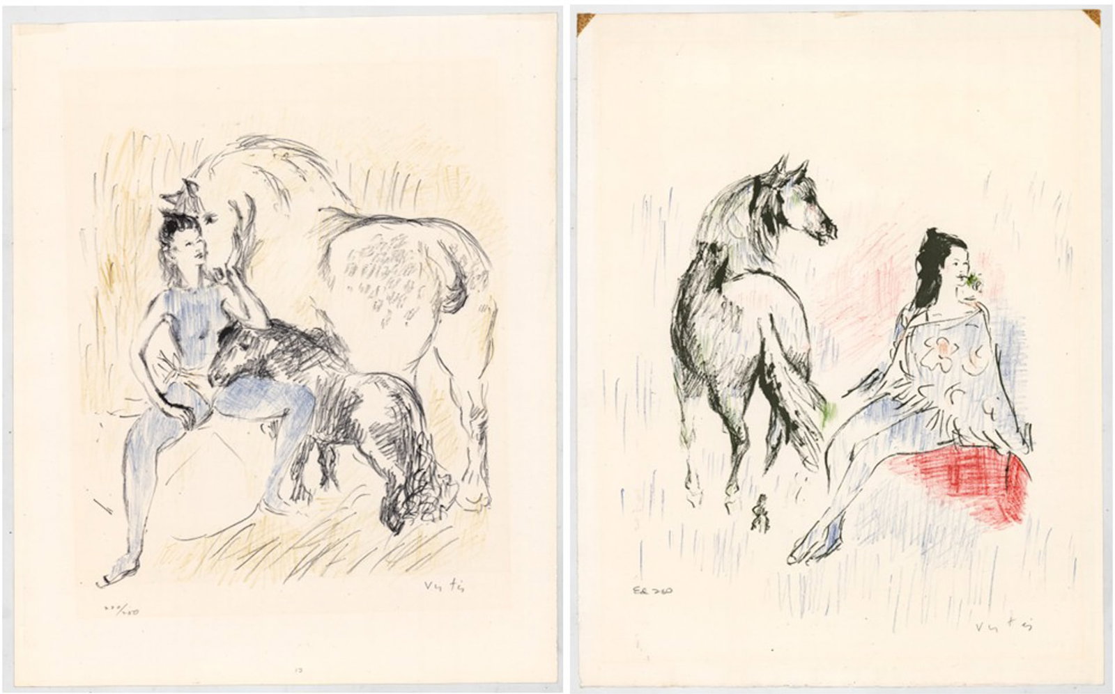 Marcel Vertes (2) Lithographs S/N [Circus] (1 of 4)