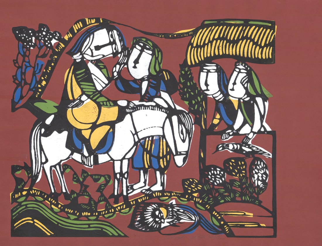 Sadao Watanabe SIGNED Color Woodcut [Biblical] (1 of 4)