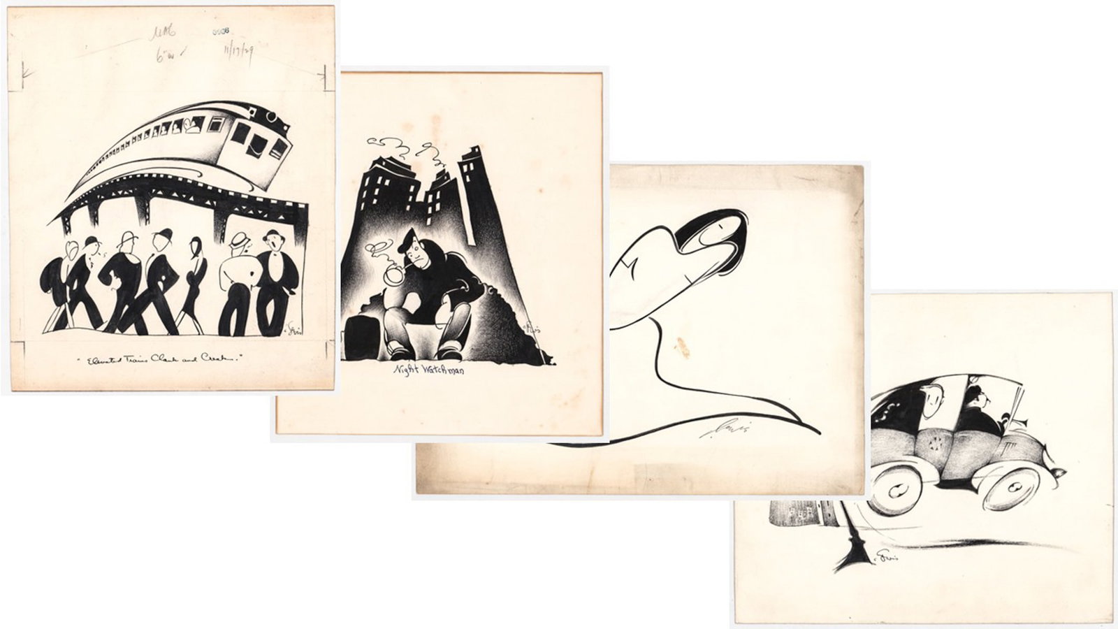 C. Lewis (4) Original Drawings [NYC} (1 of 9)