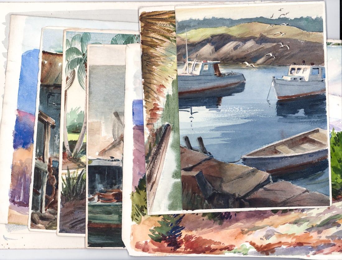 Unsigned (8 Sheets) Original Watercolors (1 of 9)