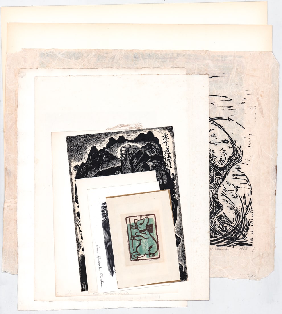 Vintage (10) Prints: Ten (10) vintage prints. Many artist signed include: Pablo O'Higgins; Alfredo Zalce; Fritz Eichenberg and others. Sheets measure 5 to 16 in. x 4.25 to 18 in. Lot measures 18.5 x 15 x .25 in. for