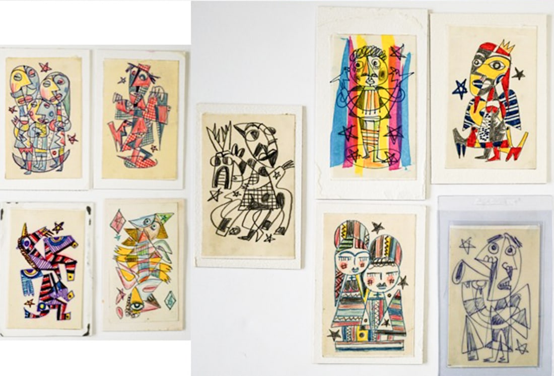 Adolf Odorfer Small Original Drawings: Laminated as is usually the case with his postcard and postcard-sized small original works. Austrian by birth, Adolf Odorfer spent time in Brazil and Mexico before settling in Fresno, California, in