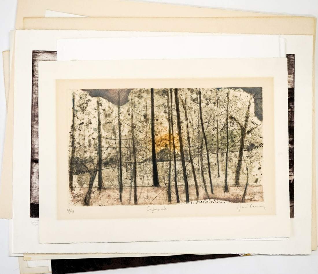 A Group of Large Vintage & Modern Art: They measure 18 x 25 inches to 25 x 31 inches. Lot measures 25 x 32 x .5 inches for shipping purposes only. Mixed condition. Provenance: Amity Art Foundation, Inc. The absence of a condition report