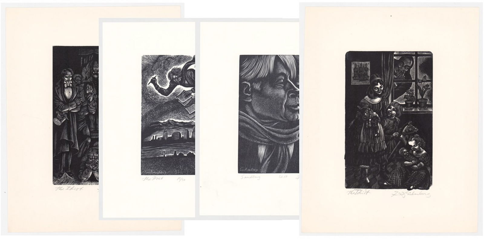 Lot of Four [4] Fritz Eichenberg Engravings (1 of 5)
