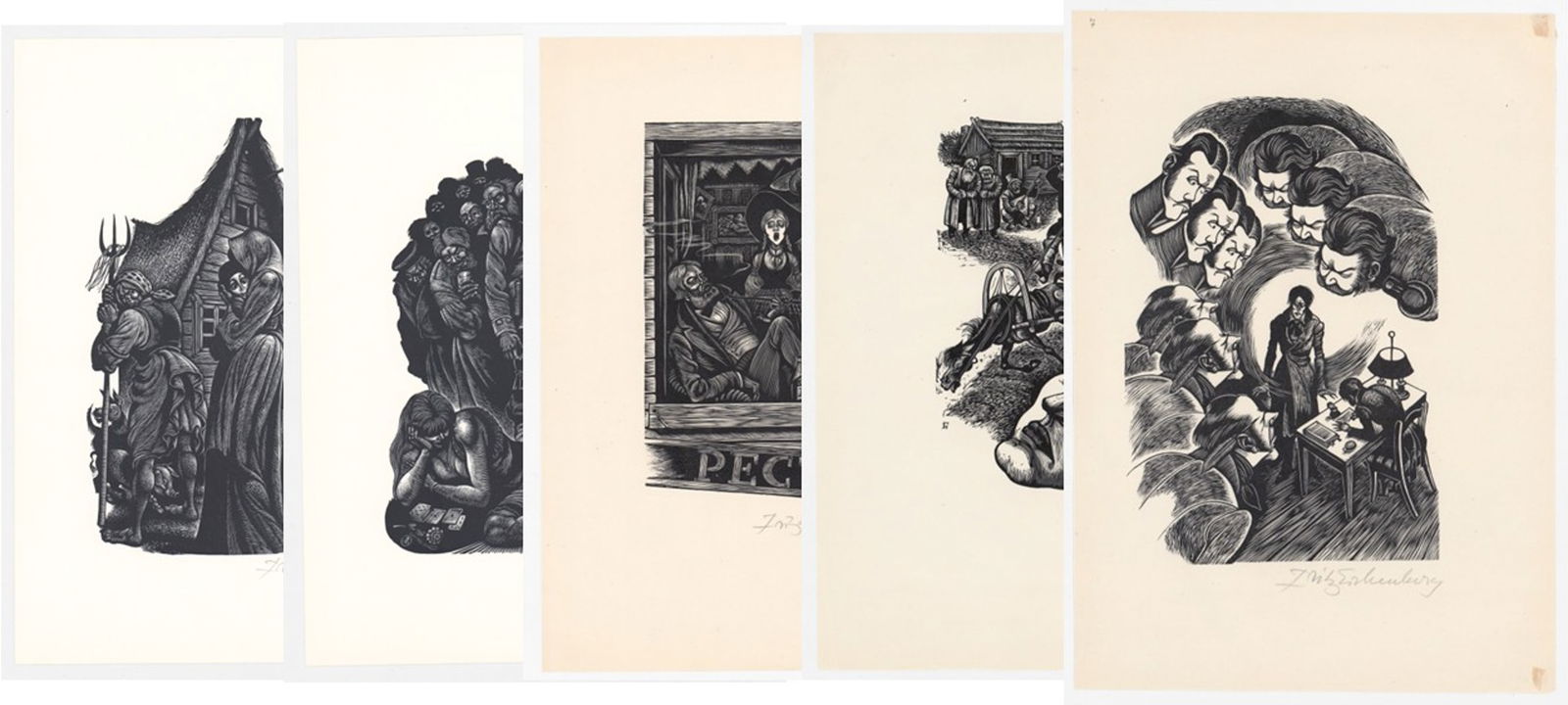 Lot of Five [5] Fritz Eichenberg Engravings (1 of 6)