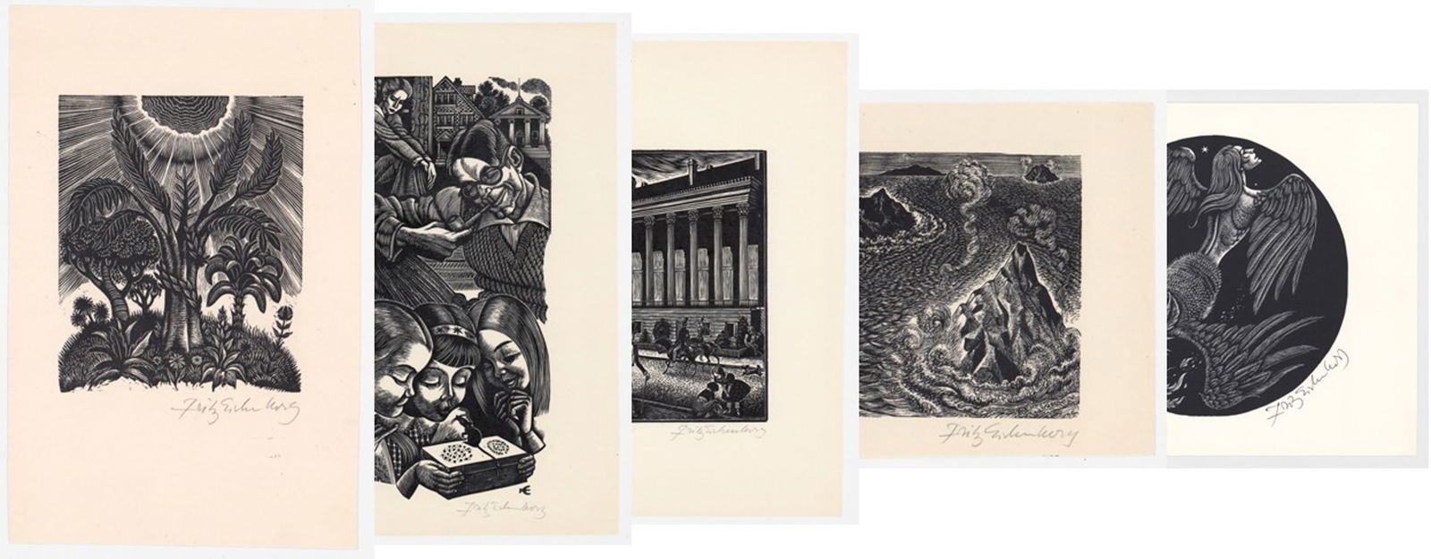 Lot of Five [5] Fritz Eichenberg Engravings (1 of 6)