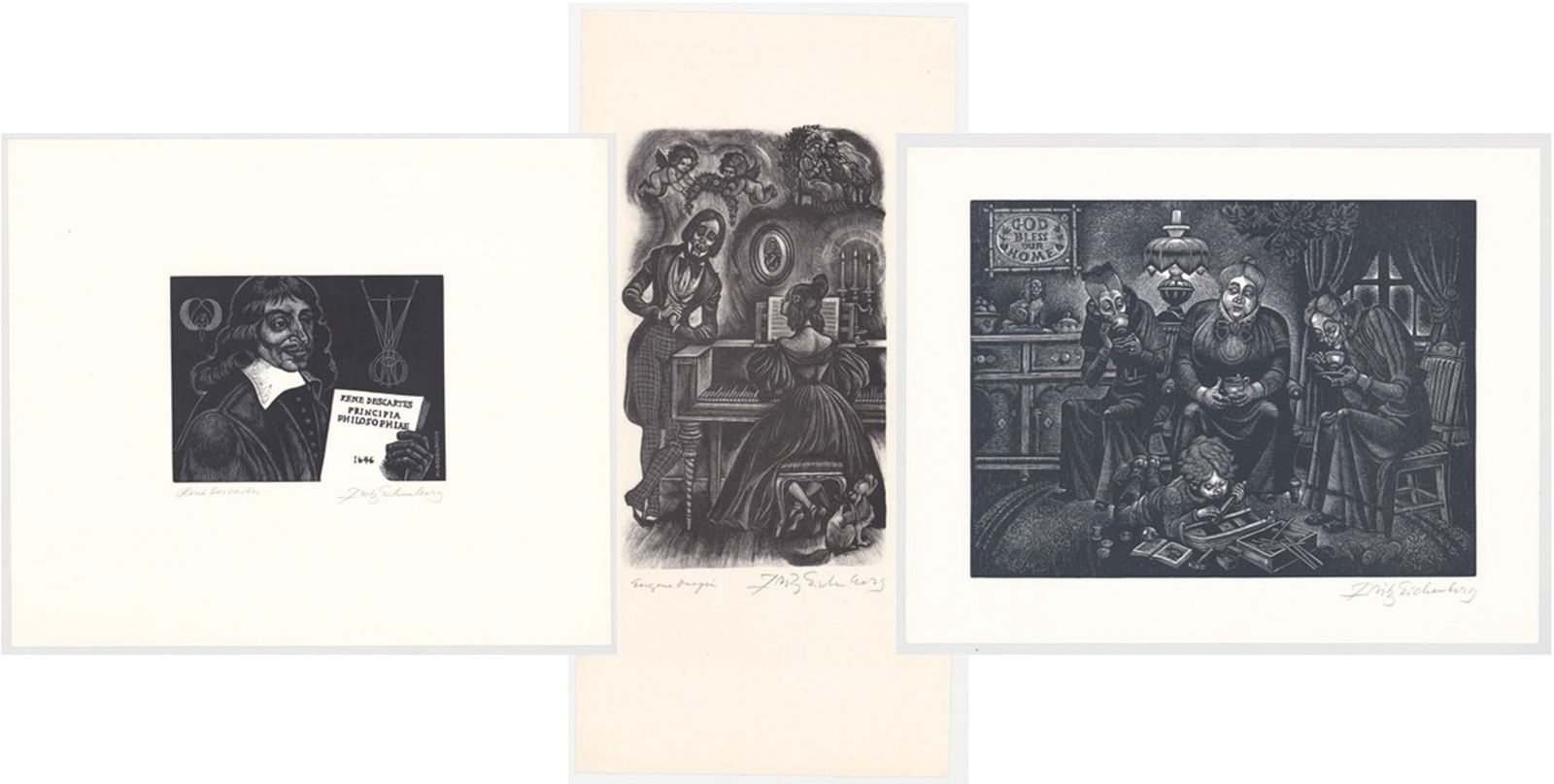 Lot of Three [3] Fritz Eichenberg Engravings (1 of 4)