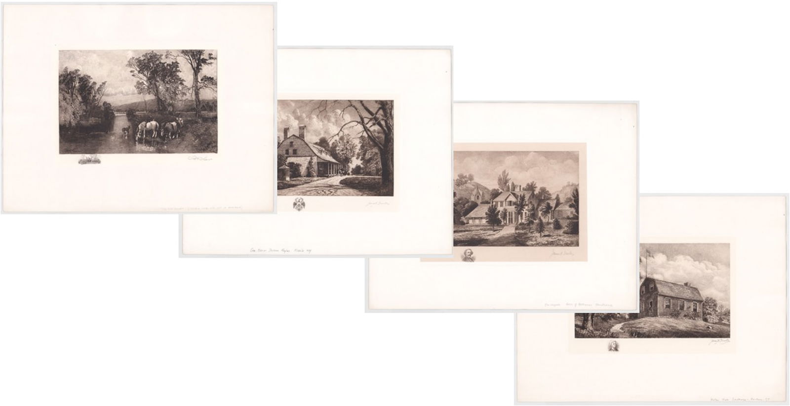 Lot of Four [4] James H. Fincken Etchings (1 of 5)