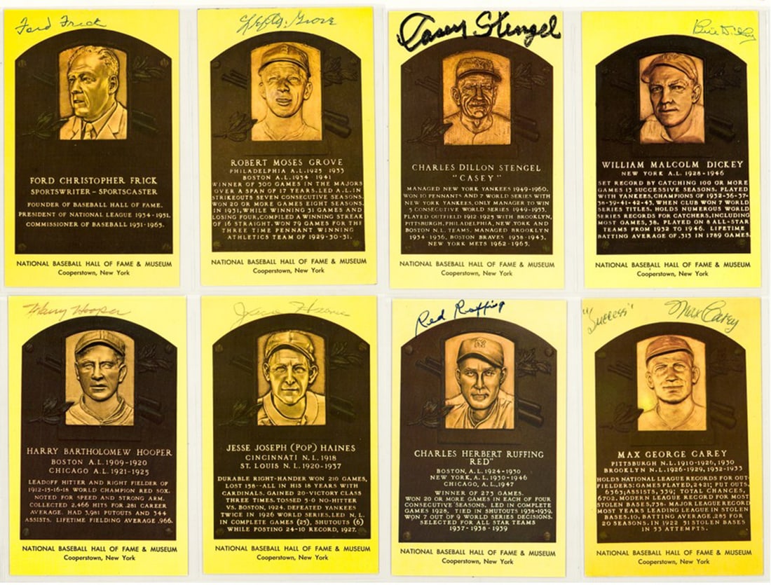 (8) Baseball Hall of Fame Signed Postcards BAS COA: All certified authentic by Beckett Authentication Services. For shipping purposes measures 11.75 x 8.75 x .5 inches. The absence of a condition report does not imply that the lot is in perfect conditi
