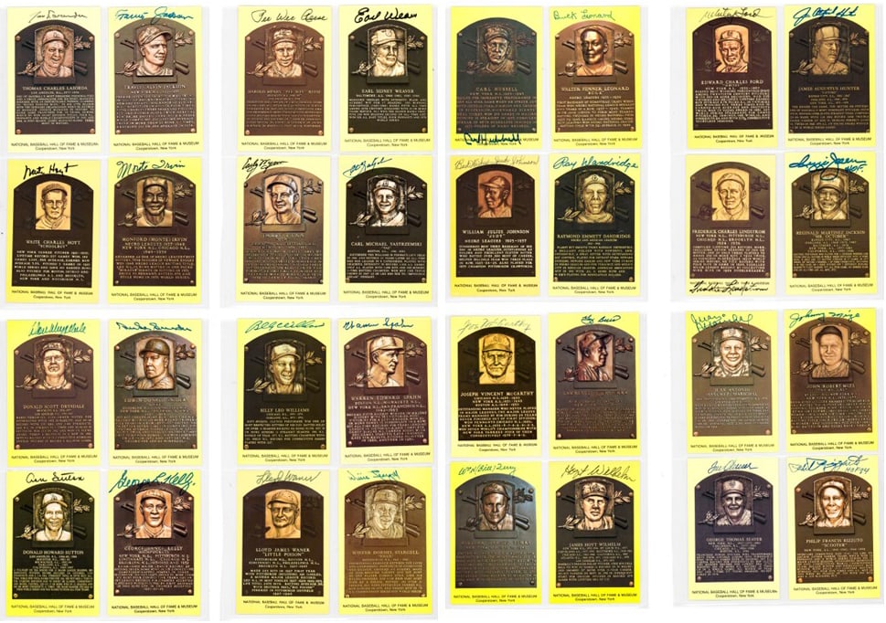 (32) Baseball Hall of Fame Signed Postcards: All certified authentic by Beckett Authentication Services. For shipping purposes measures 11.75 x 8.75 x .5 inches. The absence of a condition report does not imply that the lot is in perfect conditi