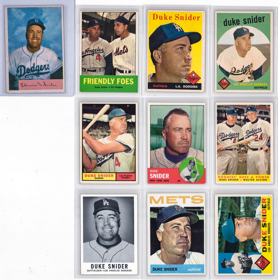 Duke Snider Vintage Baseball Cards (10): Mixed condition, most appearing excellent or better, a nice lot from an advanced collector. The 1958 has a small crease. However, the condition report is provided as an opinion only and in no way is a