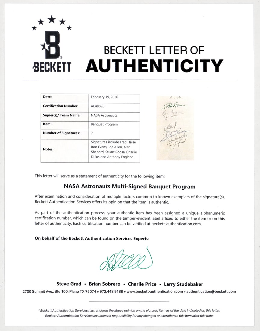 Apollo Members Autographed Program BAS LOA - 4