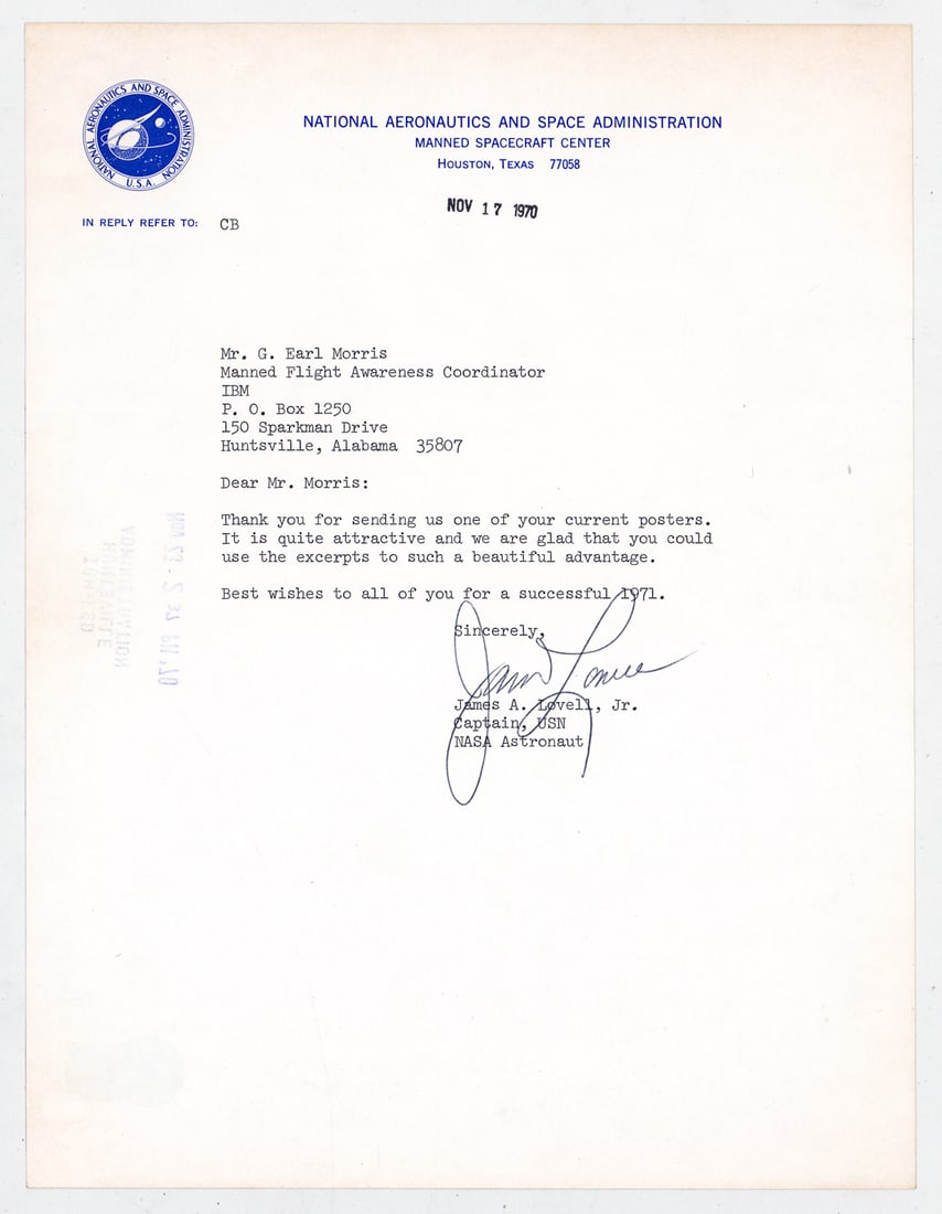 James Lovell. Jr. Typed Letter Signed (1 of 3)