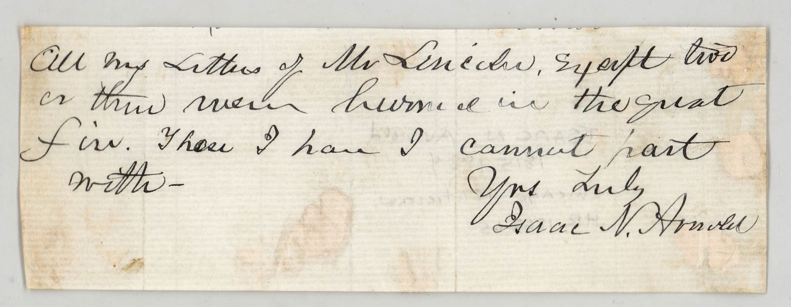Isaac Newton Arnold ALS: Isaac Newton Arnold was an American politician who made his career in Chicago. He served two terms in the United States House of Representatives and in 1864 introduced the first resolution in Congress