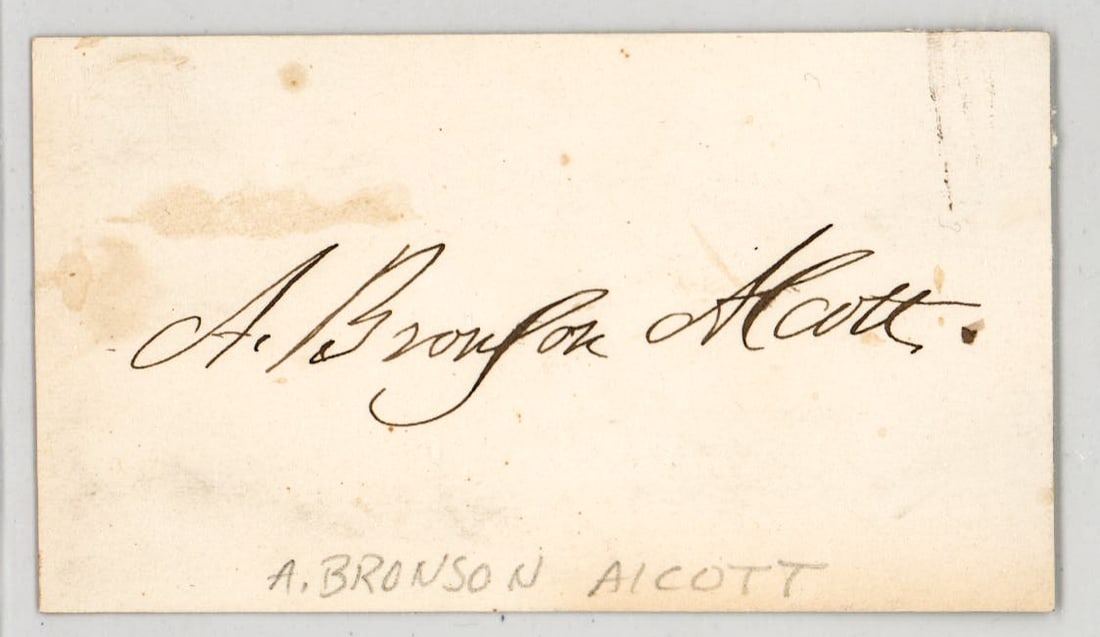 19th Century Autographs. Government, Politicians: 1. Amos Bronson Alcott was an American teacher, writer, philosopher, and reformer. As an educator, Alcott pioneered new ways of interacting with young students, focusing on a conversational style, and