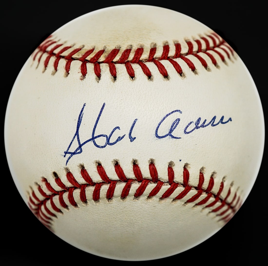 Hank Aaron SIGNED BB Grade 8 BAS LOA: Beckett Authentication Services AE51037. Lot measures 3.25 x 3.25 x 3.25 in. for shipping purposes. The absence of a condition report does not imply that the lot is in perfect condition or completely