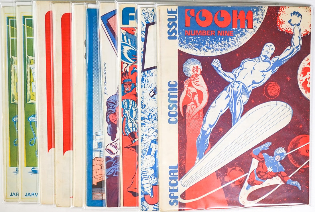 Foom Magazines (10): Mixed condition. Measures 15 x 11 x 3 inches for shipping purposes. The absence of a condition report does not imply that the lot is in perfect condition or completely free from wear and tear, imperfe