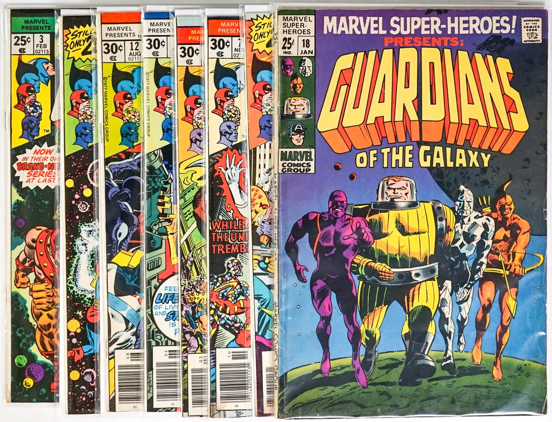 [Marvel] Guardians of the Galaxy Comics (8): Mixed condition. Measures 15 x 11 x 3 inches for shipping purposes. The absence of a condition report does not imply that the lot is in perfect condition or completely free from wear and tear, imperfe