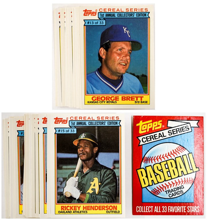 1984 Topps Cereal Complete Set 33/33: EX-MT condition or better. None have been submitted for professional grading and this lot may contain cards suitable for grading. For shipping purposes measures 4 x 3 x 1 inches. The absence of a cond