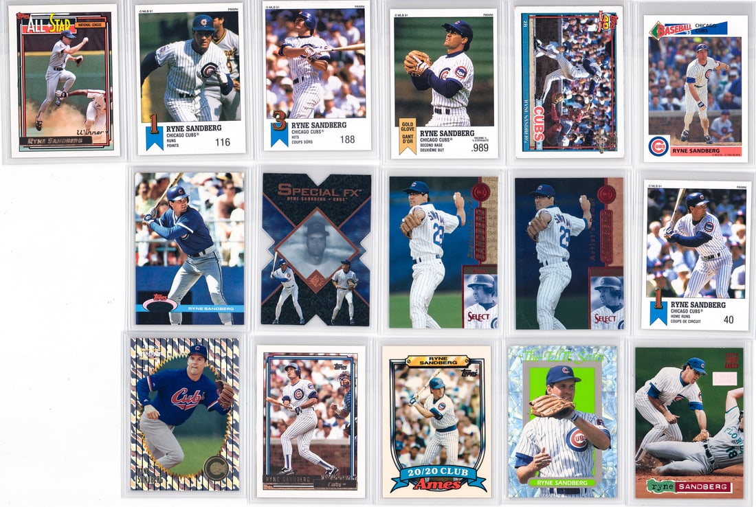 Ryne Sandberg HIGH GRADE Baseball Cards (16): All appear to be pack fresh (NM-MT/MT) with the exception of the Operation Desert Shield (VG-EX). However, the condition report is provided as an opinion only and in no way is a guarantee nor warranty