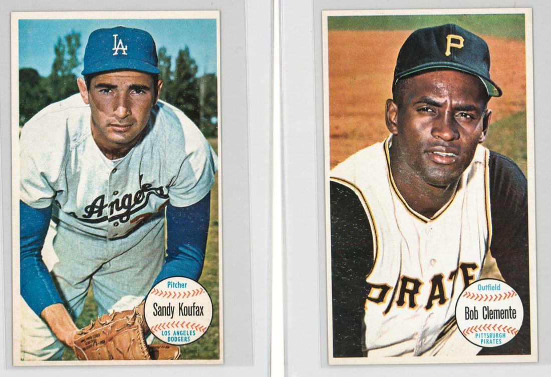 Koufax & Clemente 1964 Topps Giants: Both appear to be in excellent condition or better. However, the condition report is provided as an opinion only and in no way is a guarantee nor warranty if card or cards are submitted to a third par
