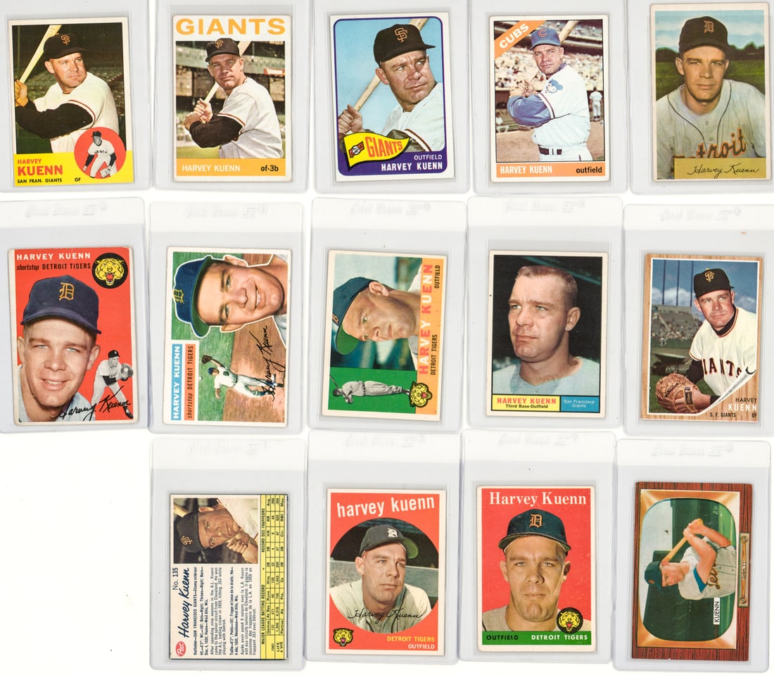 Harvey Kuenn Vintage Baseball Cards (14): Mixed condition. However, the condition report is provided as an opinion only and in no way is a guarantee nor warranty if card or cards are submitted to a third party grading company. These are from