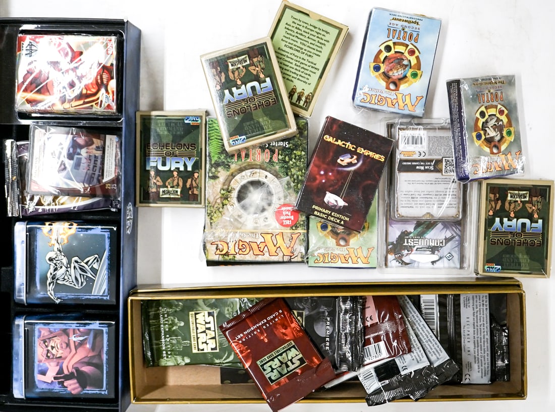 TTRPG Cards, Trading Cards: Lot measures 16 x 12 x 4 in. for shipping purposes. The absence of a condition report does not imply that the lot is in perfect condition or completely free from wear and tear, imperfections, or the c