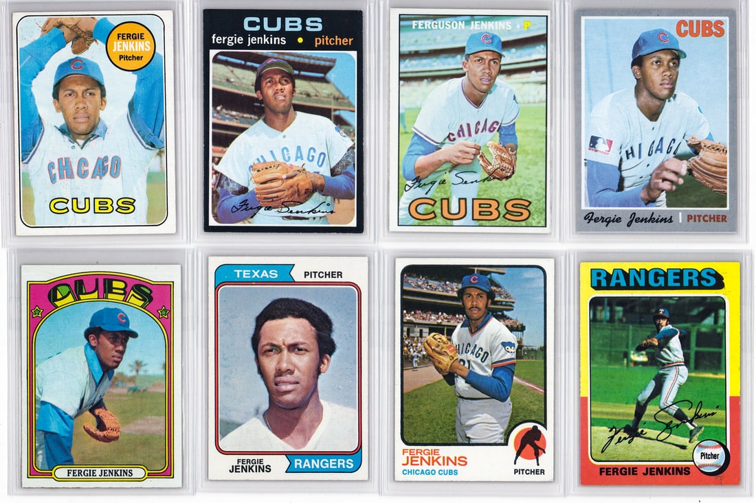 Fergie Jenkins Vintage Baseball Cards (8): Mixed condition, most appearing excellent or better, a nice lot from an advanced collector. However, the condition report is provided as an opinion only and in no way is a guarantee nor warranty if ca