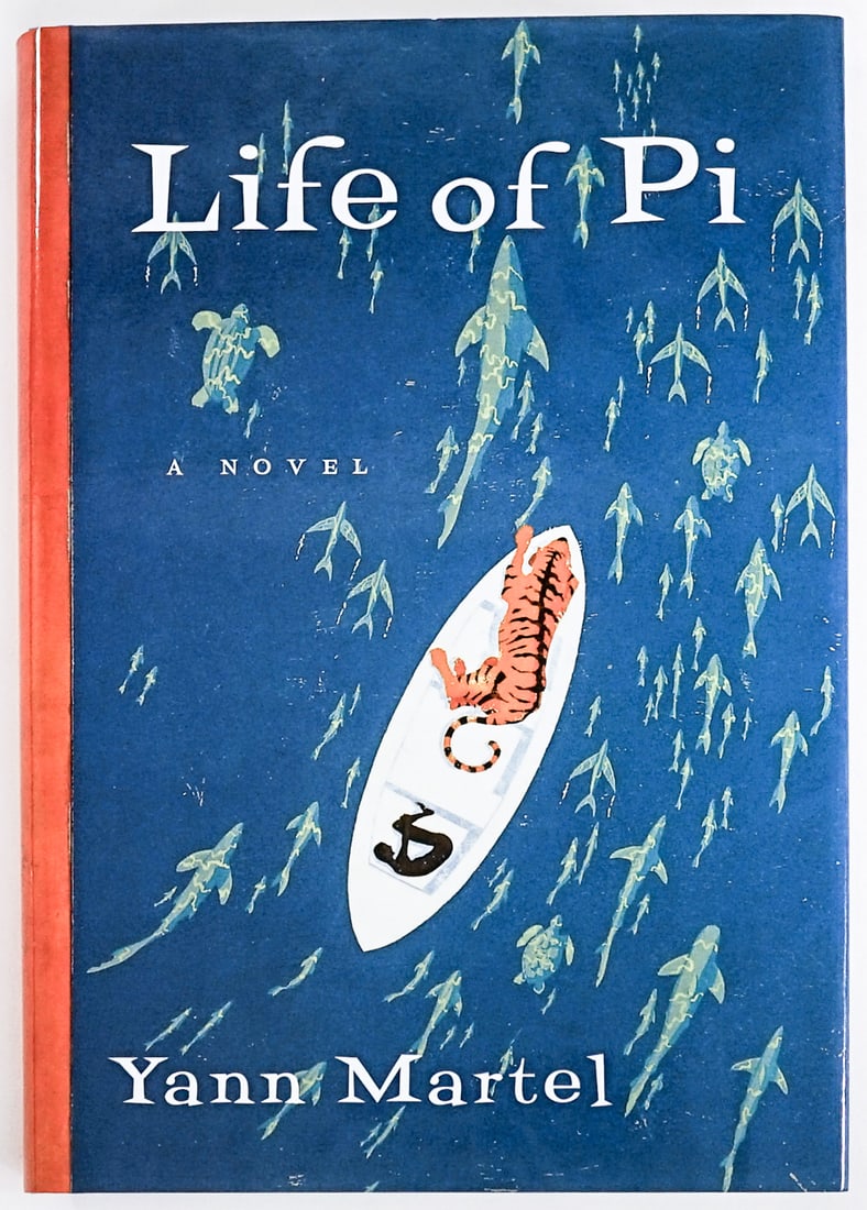 Life of Pi by Yann Martel SIGNED 1st US: Life of Pi by Yann Martel signed on title page. Harcourt Inc. 2001 1st U.S. with unclipped dust jacket. 319 pp. Two-tone covers. Book measures 9.25 in. H x 6.5 in. W x 1.125 in D for shipping purposes