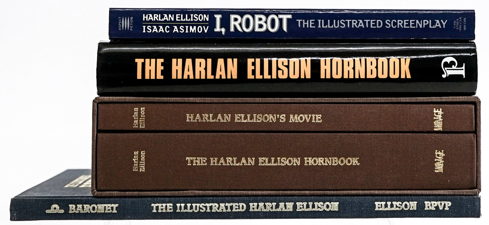Harlan Ellison (4) SIGNED [Sci-Fi]: Include: 1) Softcover I, Robot - The Illustrated Screenplay. 2) The Harlan Ellison Hornbook. 3) The Illustrated Harlan Ellison. 4) Slipcased - Numbered 475 of 750 sets. Both signed. Harlan Ellison's M
