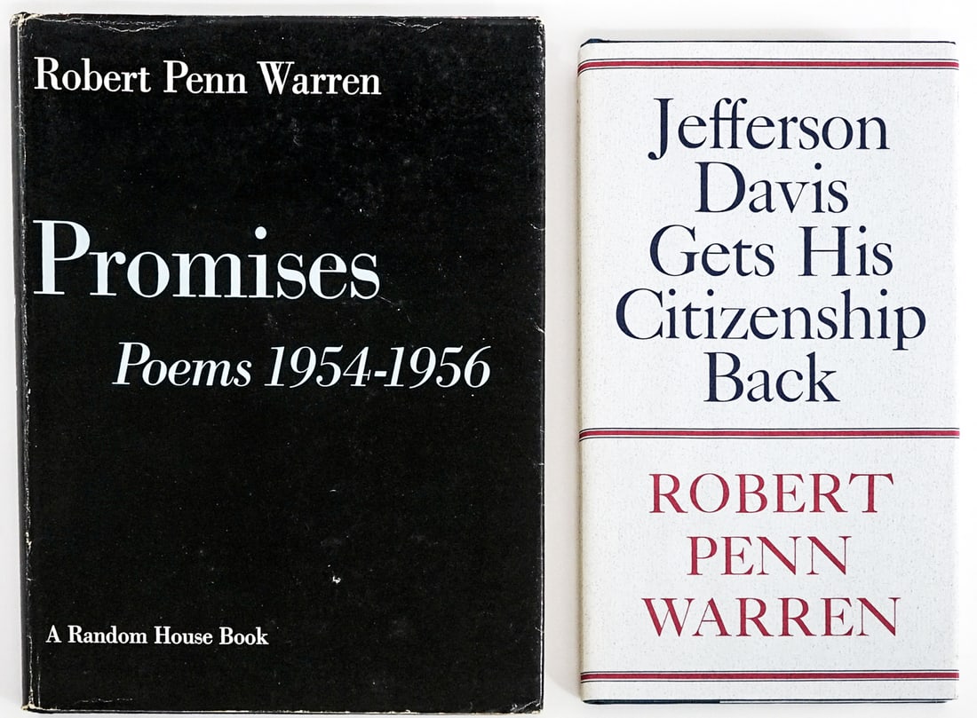 Robert Penn Warren (2) SIGNED: 1) Promises - Poems 1954-1956. Signed with inscription on front endsheet. Random House 1957 1st 1st with unclipped dust jacket. Blue cloth covers. 2) Jefferson Davis Gets His Citizenship Back. Signed