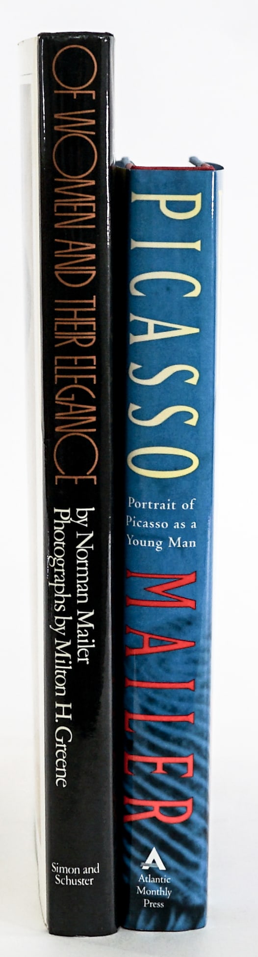 Norman Mailer (2) SIGNED [Milton H. Greene]: Includes: 1) Of Women and Their Elegance with Photographs by Milton H. Greene. Simon and Schuster 1980 with unclipped dust jacket. 288 pp. Black covers. 2) Portrait of Picasso as a Young Man. Atlantic
