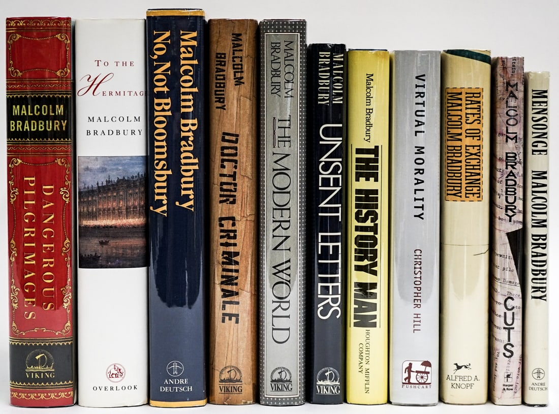 Malcom Bradbury First Editions. Unsigned.: First Editions. Unsigned. (11) Books are in EX+/NM condition (Like-New). These books are from an odor free and smoke-free home. Book lot measures 17 x 13 x 7 inches for shipping purposes. Signed (Auto