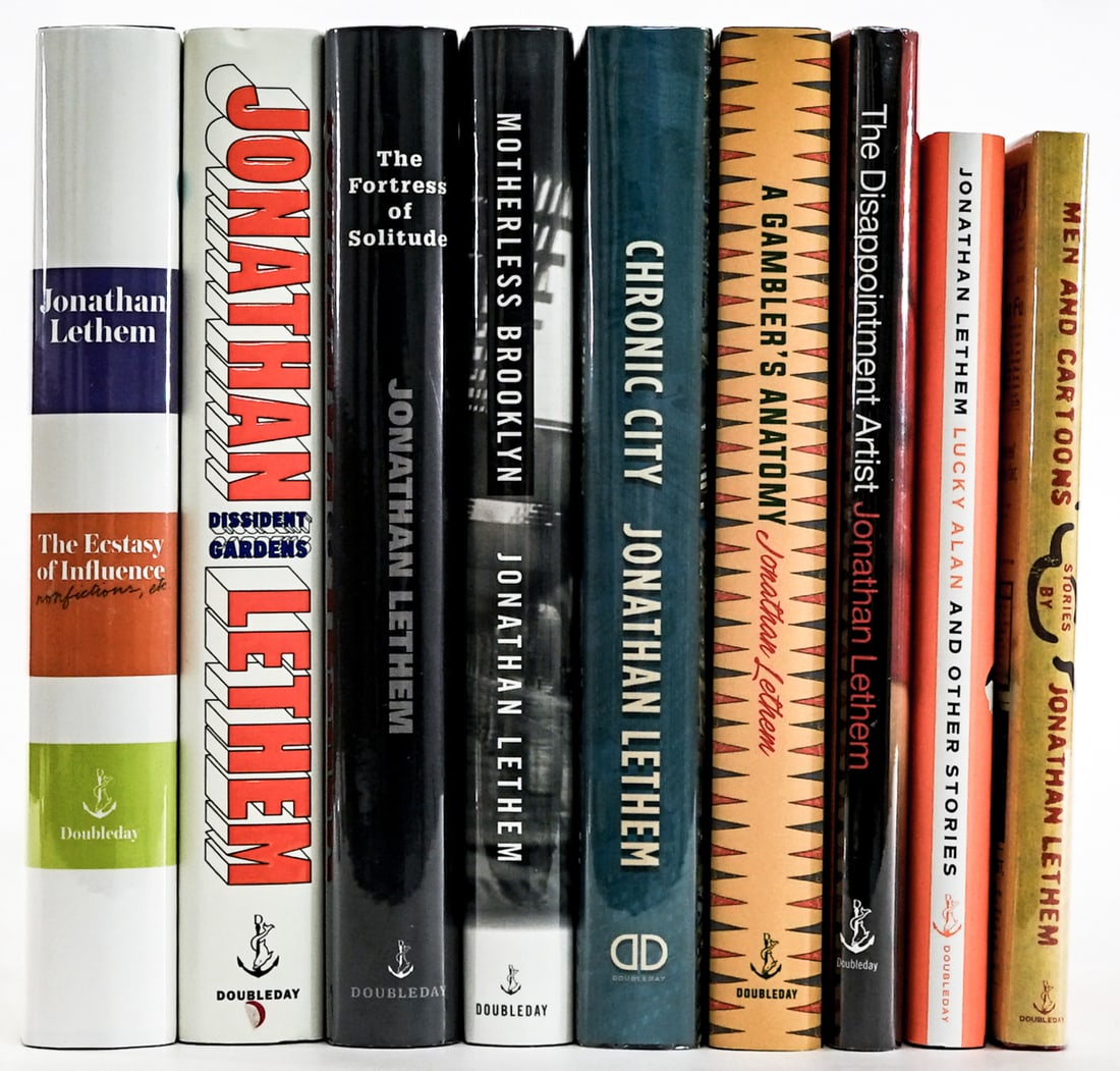 Jonathan Lethem SIGNED FIRST EDITIONS (9): All are signed, none are inscribed or personalized. Most are in EX+/Near Mint condition. From a smoke-free home, no odors whatsoever. For shipping purposes the lot measures 17 x 11 x 8 inches. Signed