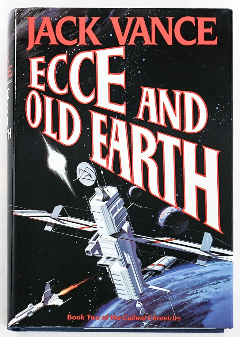 Ecce and Old Earth by Jack Vance SIGNED [Sci-Fi]: Ecce and Old Earth: Book II of the Cadwal Chronicles by Jack Vance signed on title page. TOR 1991 1st trade edition with unclipped dust jacket. 436 pp. Blue covers. Book lot measures 8.5 in. H x 6