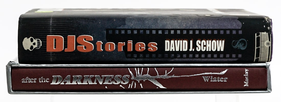 Sci-Fi (2) Author SIGNED Books: 1) DJS Stories by David J. Schow. Signed and numbered 833/1000. Subterranean Press 2018 with unclipped dust jacket. 520 pp. Purple covers. 2) After the Darkness edited by Stanley Wiater MULTI-SIGNED